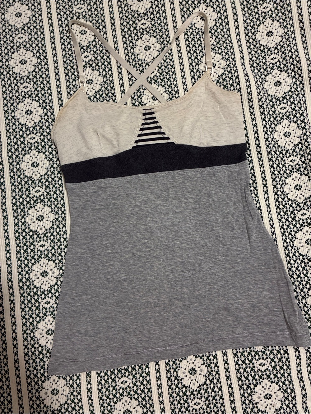 Lululemon Crossback Black White Gray Tank Built In Bra